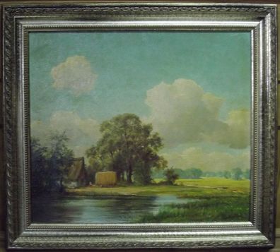 Ölgemälde "Landschaft" von R. Bartels um 1850 /4423