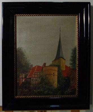 Ölgemälde Bergedorfer Kirche Fritz Lurin(?) 1928 /4959