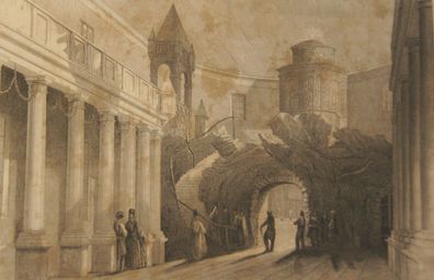 Stahlstich Der Tempel des Plato in Bithynien um 1860 /0682