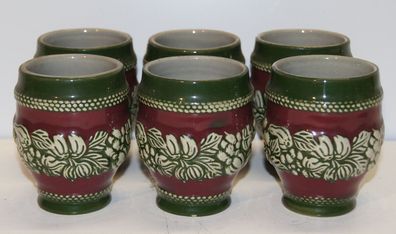 6 Saftbecher um 1900 Keramik /5381