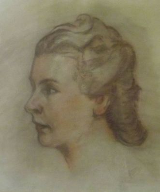 Pastellbild "Frauenkopf" von 1943 /4969