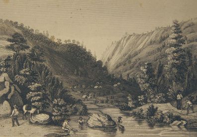 Stahlstich Mokelumne River Californien um 1860 /0736