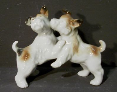 Porzellanfigur "Zwei Terrier" um 1960 /4575