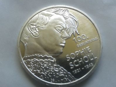 Original 20 euro 2021 Deutschland 100. Geburtstag Sophie Scholl 925er Sterlingsilber