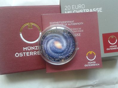 Original 20 euro 2021 PP Silber Österreich Milchstrasse Milky way Milchstraße