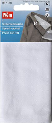 Sicherheitstasche Geheimtasche mit Reißverschlusszum Aufbügeln 20x14 cm weiß
