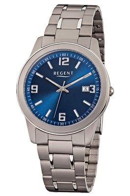Regent Herren-Armbanduhr Titan/ Blau F-840