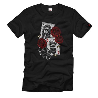 King of Hearts Kartenspiel Herz König Rosen Schlagring T-Shirt#36977