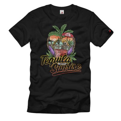 Tequila Sunrise Mexiko Sonnenaufgang Meer Sand Chillen Label T-Shirt#36976