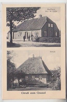 66325 Ak Gruß aus Quaal bei Rohlstorf Kaufhaus und Schule um 1920