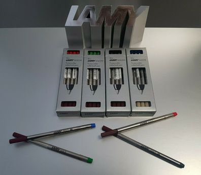 Lamy M63 Tintenroller Mine M, B Ersatzmine in 4 Farben für alle Roller mit Kappe