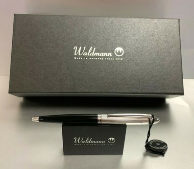 Waldmann Pocket Kugelschreiber schwarz echtes Sterling Silber Ballpoint NEU !