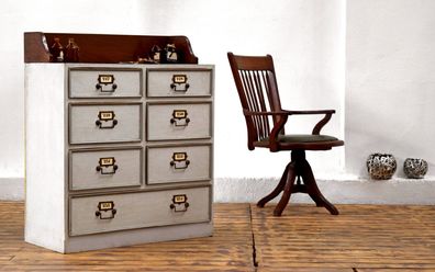 Loft Kommode Büro Schrank Apothekerschrank Schubladenschrank Aktenschrank Antik