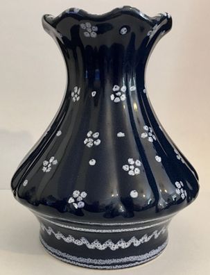 Kleine blaue Vase mit Blumenmuster, 14 cm, Handarbeit