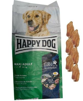 14 kg Happy Dog Adult Maxi Hundefutter + 6 x Kaninchenohren