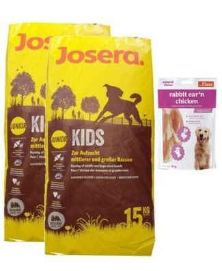 2x15kg Josera Emotion Kids Junior Hundefutter + 80g Fleischsnacks