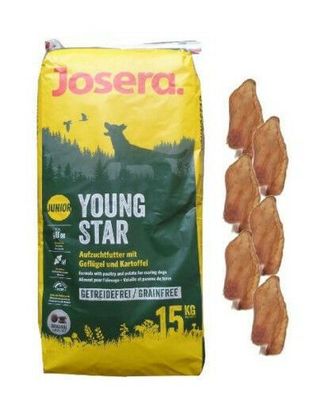 15kg Josera Nature YoungStar Junior Hundefutter + 6 x Kaninchenohren