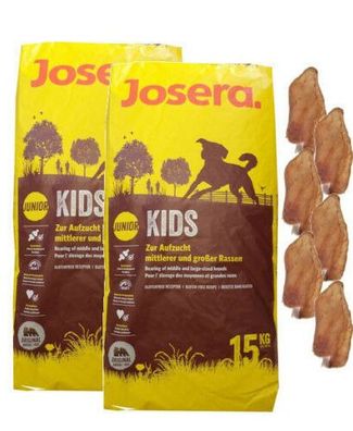 2x15kg Josera Emotion Kids Junior Hundefutter + 6 x Kaninchenohren