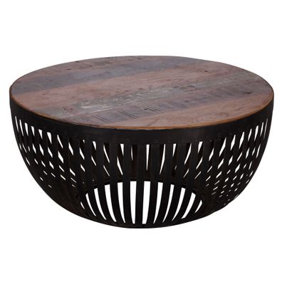 Wohnling Couchtisch Tisch Holz Massiv / Metall Wohnzimmertisch Design Sofatisch