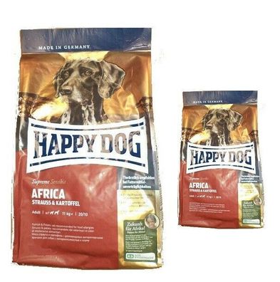 12,5kg + 4kg = 16,5kg Happy Dog Africa Hundefutter