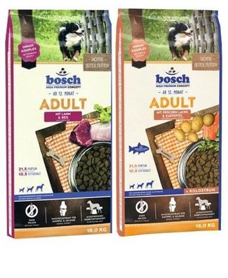 15kg Bosch Adult Lamm & Reis + 15kg Bosch Adult Lachs & Kartoffel Hundefutter