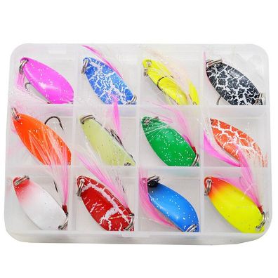Forelle Trout Spoons Set in Tackle Box 12 Stück 3 Gramm Angeln Spinner Blinker