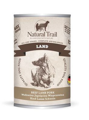 5x800g + 800g GRATIS Natural Trail Land Nassfutter Getreidefrei Hunde