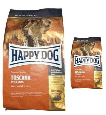 12,5kg + 4kg = 16,5kg Happy Dog Toscana Hundefutter