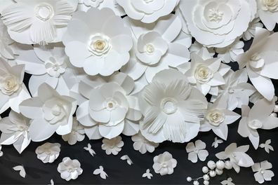 Muralo Selbstklebende Fototapeten XXL Optisch Büro Weiße Blumen 2186