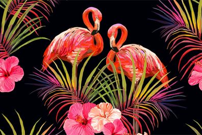 Muralo VLIES Fototapeten Tapeten XXL Jugend Flamingos Blumen 3D 3547