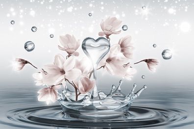 Muralo VLIES Fototapeten Tapeten BLUMEN Magnolien Wassertropfen 3D 3619