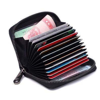 Unisex Echtleder Kartenhalter Geldbörse mit Reißverschluss