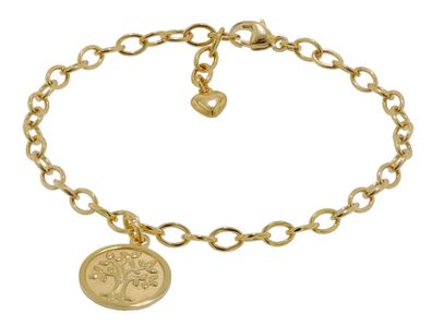 trendor Schmuck Mädchen-Armband mit Lebensbaum 925 Silber vergoldet 18 cm 51176