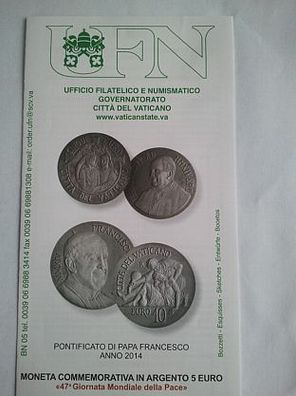 Folder 5 + 10 euro PP 2014 Silber Vatikan Papst Franziskus