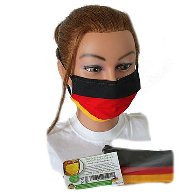 Baumwollmaske mit Innenvlies - Deutschland Schwarz-Rot-Gelb - 15689