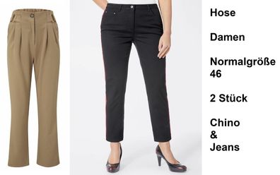 Hose Damen Normalgröße 46, 2 Stück Chino & Jeans. NEU, ungetragen.