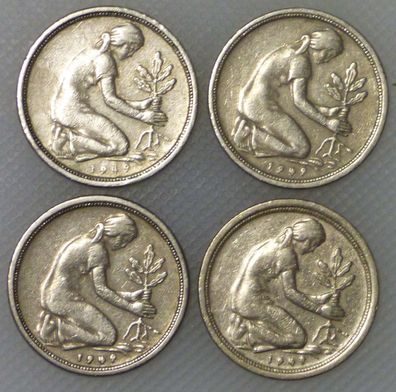 Münzanhänger mit Datum Edelstahl 50 Pfennig Münze BRD 1949,50 und 1966 bis 2001