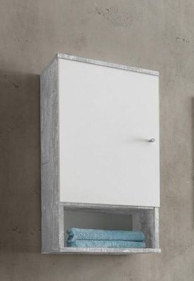 Wilmes: Badezimmer-Hängeschrank "Simply" - Badschrank Badmöbel - Betonoptik-Weiß