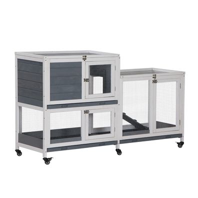 PawHut Zwergkaninchenstall Aus Holz, 108 X 58 X 73,5 Cm Kleintierstall