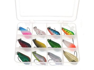 Trout Spoons Set in Tackle Box 12 Stück 3 Gramm Spinner Blinker Forelle