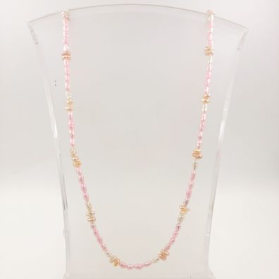Süßwasser Perlenkette - Mehrfarbig mit Silber vergoldetem Verschluss