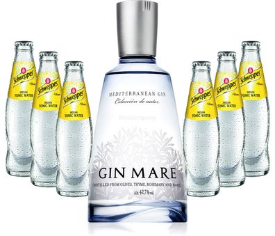 Gin Mare Gin Tonic Set - Gin Mare Gin 0,7l 700ml (42,7% Vol) + 6 Schweppes Toni