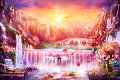 Muralo Selbstklebende Fototapeten XXL Landschaft Wasserfall Himmel 2430