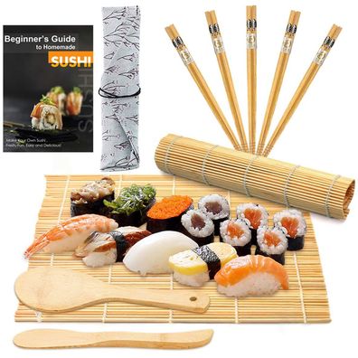 Sushi Set, 10 Teile - Sushi Maker Set für Anfänger Sushi Selbst Machen Rollmatte