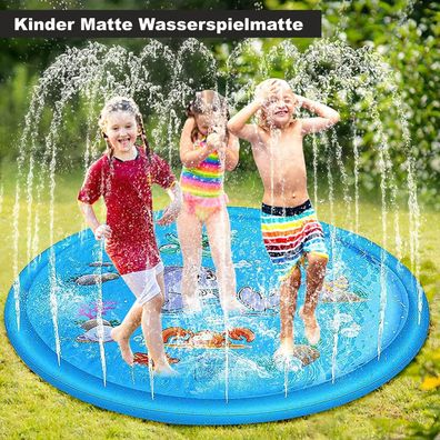 Planschbecken Für Kinder Sommer 170cm Sprinkler Anti-Rutsch Wasser-Spielmatte DE