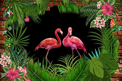 Muralo VLIES Fototapeten Tapeten XXL Flamingos Ziegeln Dekor 3567