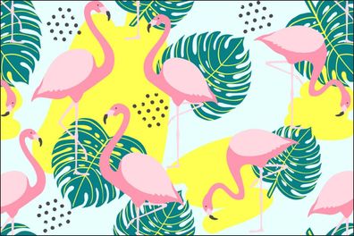 Muralo Selbstklebende Fototapeten XXL Blätter Und Flamingos 647