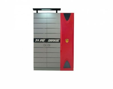Kleiderschrank 3-türig Garage in Grau Rot
