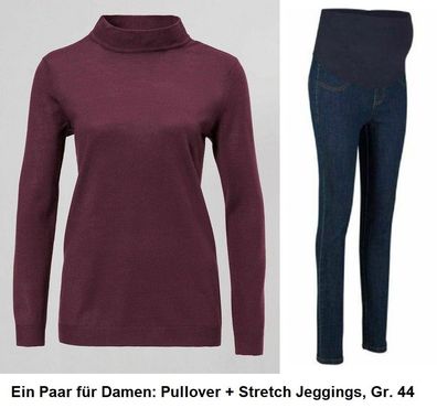 Ein Paar für Damen: Pullover + Stretch Jeggings, Gr. 44. Neu mit Etikett.