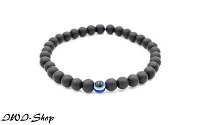 Armband Armreifen Unisex Elastisch mit Kugeln Perlen Schwarz Symbol Auge Nazar